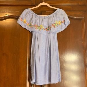 Blue stripped off shoulder dress size XS